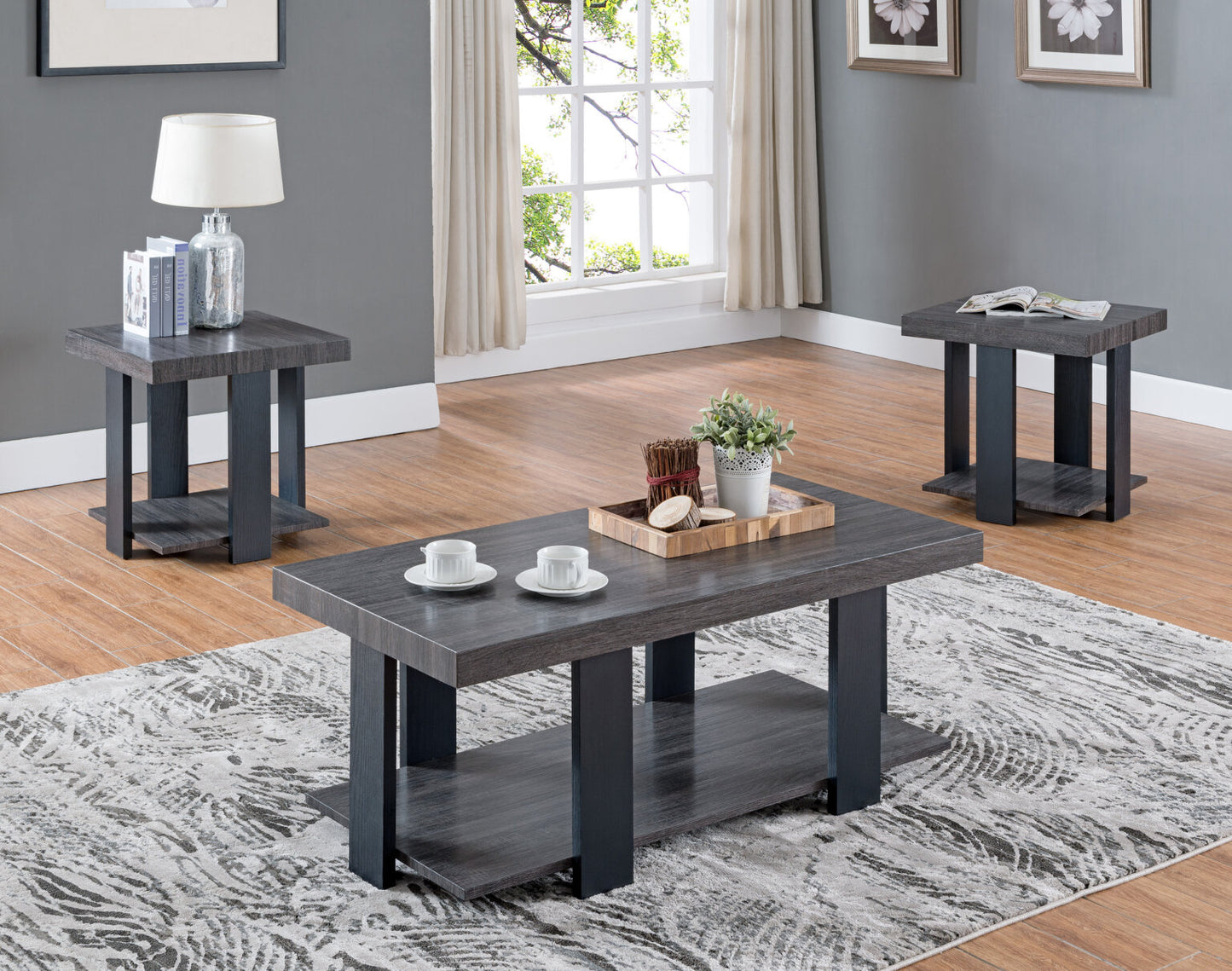Crown Mark grey coffee table set 4229