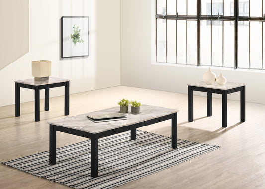 Crown Mark White Marble coffee table set (4167)