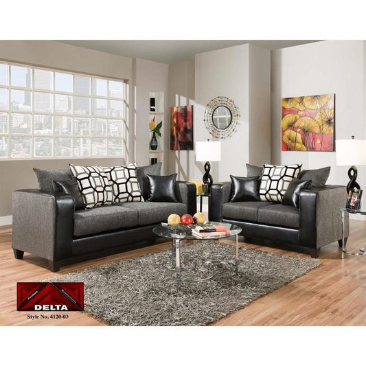 Delta Charcoal Gray Sofa Set