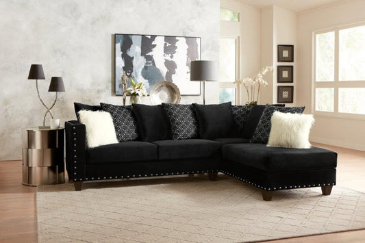Black Sectional (with white fluffy pillows)