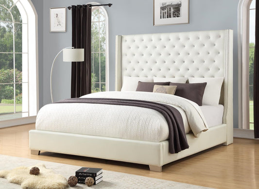 HH323 bling headboard bed white