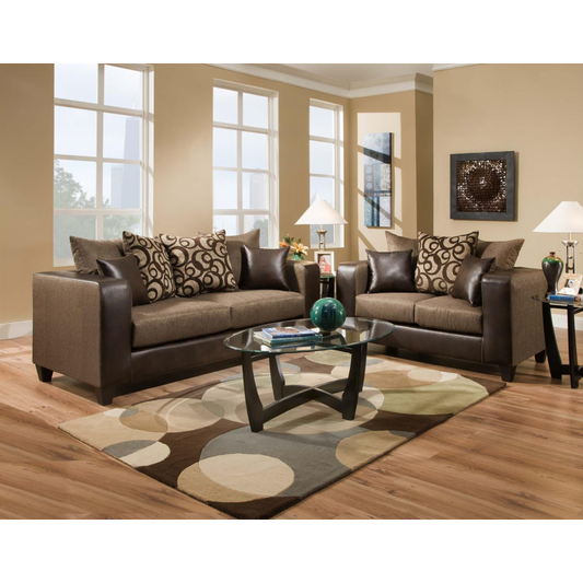 Swirls Brown Sofa Set