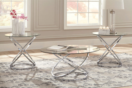 ASHLEY T-270-13 glass coffee table set